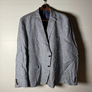 Lauren Ralph Lauren Men's Blue White Plaid 100% Linen Blazer Sz 52R